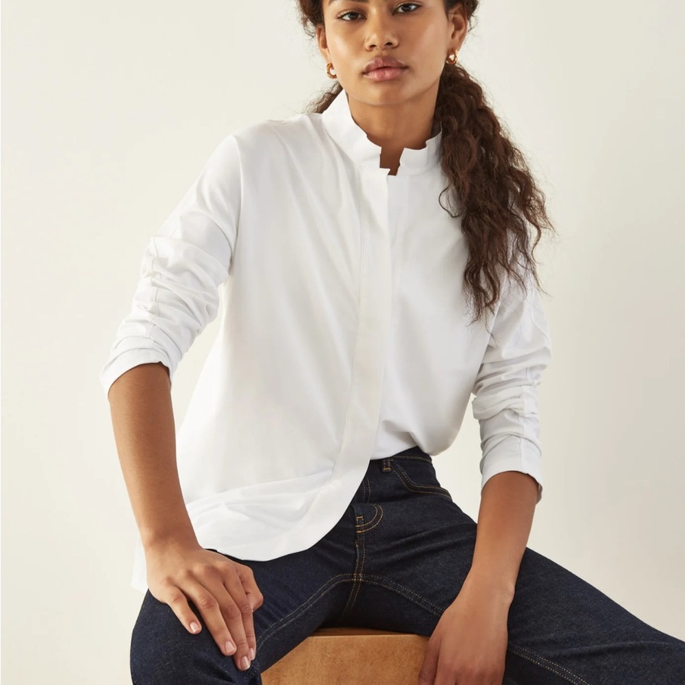 ADAY Women's White Button Down Shirt